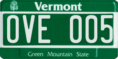 VT license plate OVE005