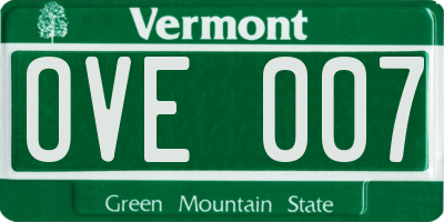 VT license plate OVE007