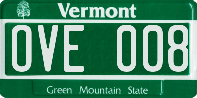VT license plate OVE008