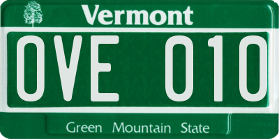 VT license plate OVE010