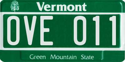 VT license plate OVE011