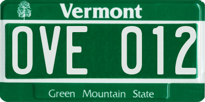 VT license plate OVE012