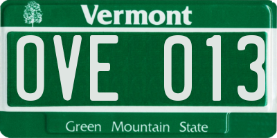 VT license plate OVE013