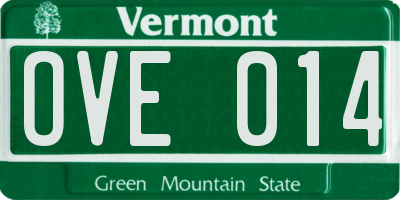 VT license plate OVE014