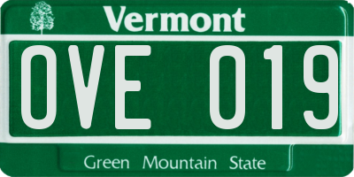VT license plate OVE019