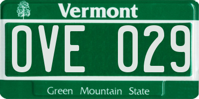VT license plate OVE029