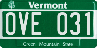 VT license plate OVE031