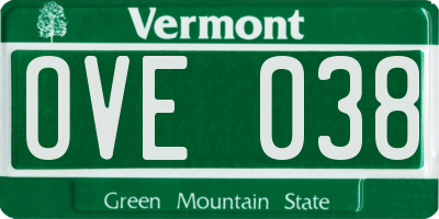 VT license plate OVE038