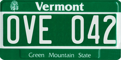 VT license plate OVE042