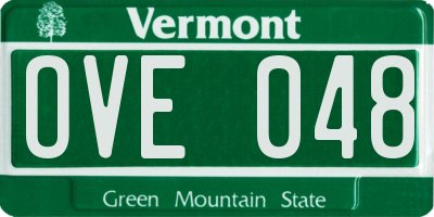 VT license plate OVE048