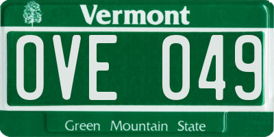 VT license plate OVE049