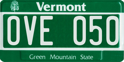 VT license plate OVE050