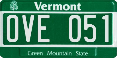 VT license plate OVE051