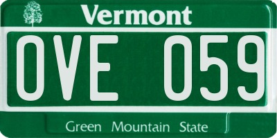 VT license plate OVE059