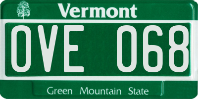 VT license plate OVE068