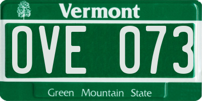 VT license plate OVE073