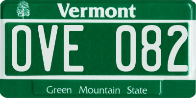 VT license plate OVE082