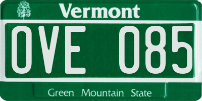 VT license plate OVE085