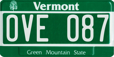 VT license plate OVE087