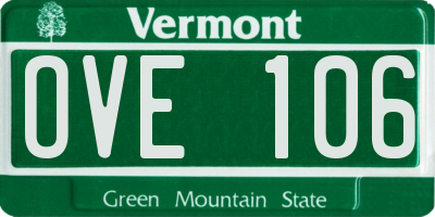 VT license plate OVE106