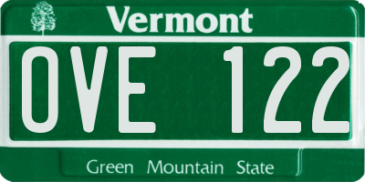 VT license plate OVE122