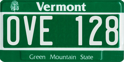 VT license plate OVE128