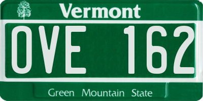VT license plate OVE162