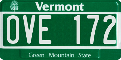 VT license plate OVE172