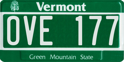 VT license plate OVE177