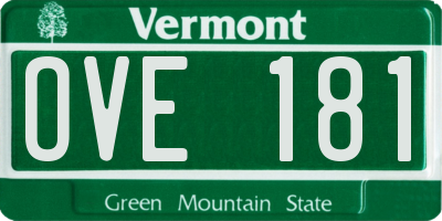 VT license plate OVE181