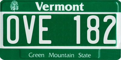 VT license plate OVE182
