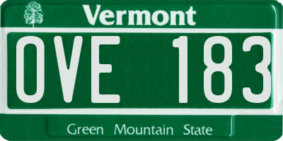 VT license plate OVE183