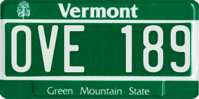 VT license plate OVE189
