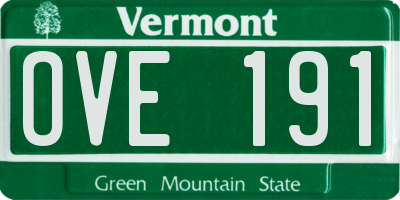 VT license plate OVE191