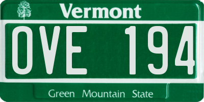 VT license plate OVE194