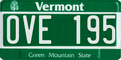 VT license plate OVE195