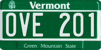 VT license plate OVE201
