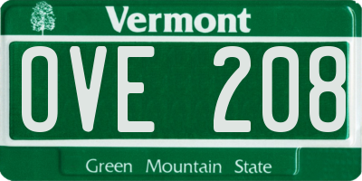 VT license plate OVE208