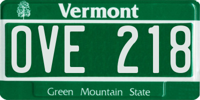 VT license plate OVE218