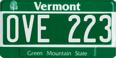 VT license plate OVE223