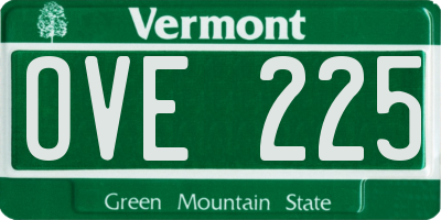 VT license plate OVE225