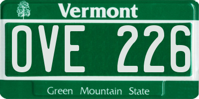 VT license plate OVE226