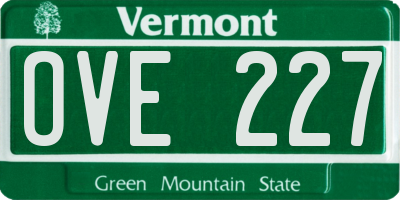 VT license plate OVE227