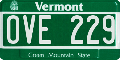 VT license plate OVE229