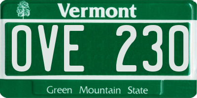 VT license plate OVE230