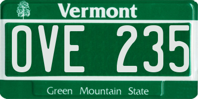 VT license plate OVE235