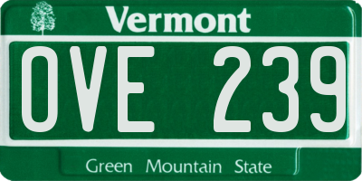 VT license plate OVE239