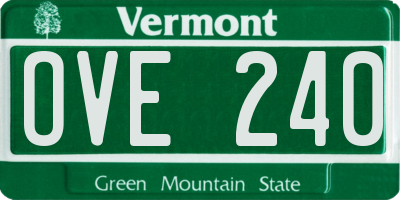 VT license plate OVE240