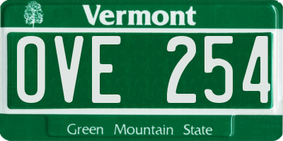 VT license plate OVE254