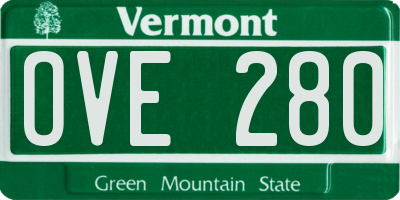 VT license plate OVE280